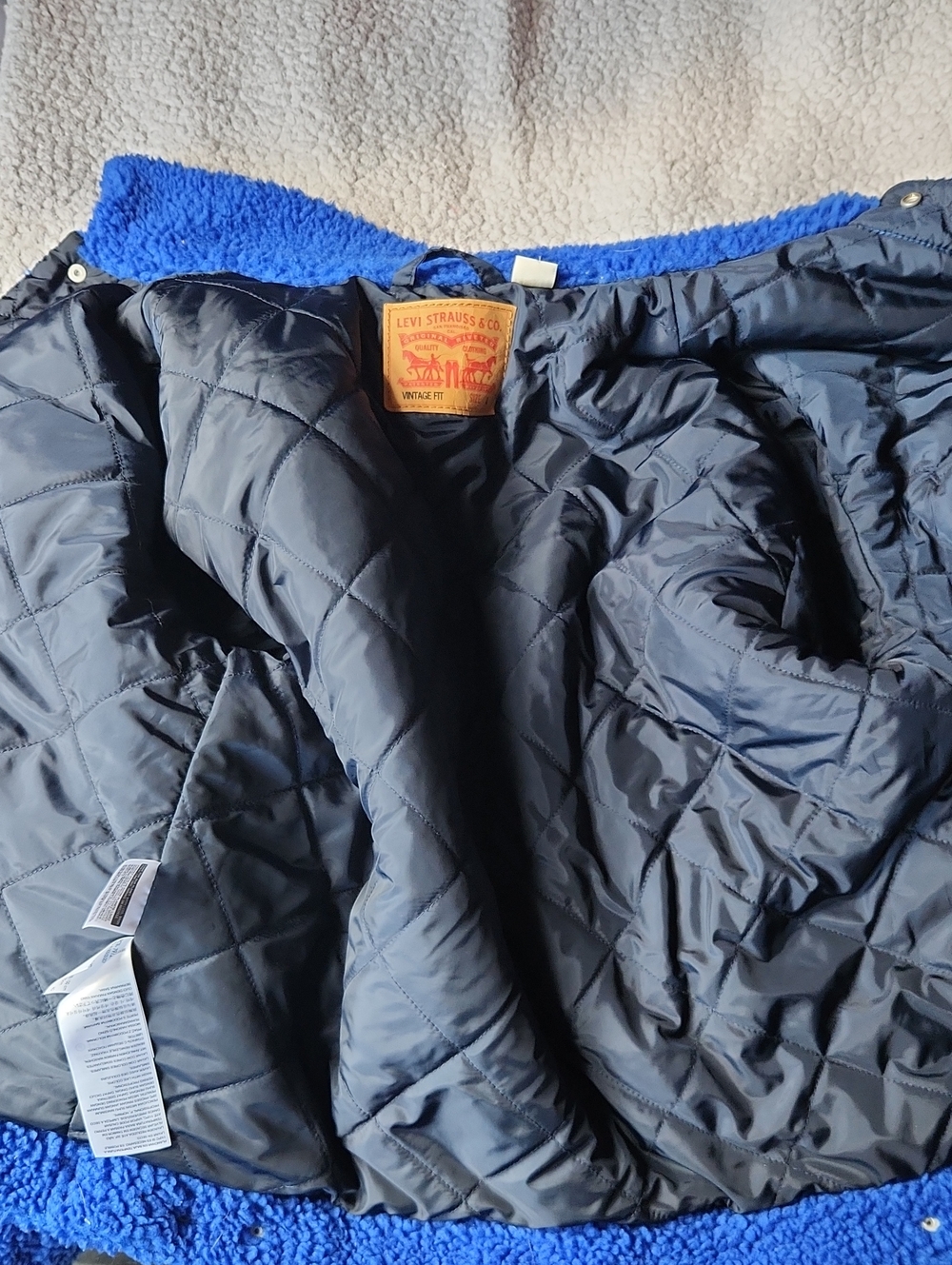 Vintage, LEVI STRAUSS, Winter, Fall, Outdoor, Blue Sherpa Puffy Jacket Sz L - Picture 9 of 16